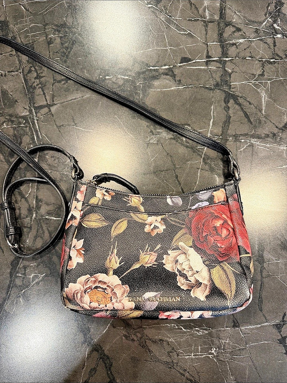 Floral Crossbody Bag in Black & Red